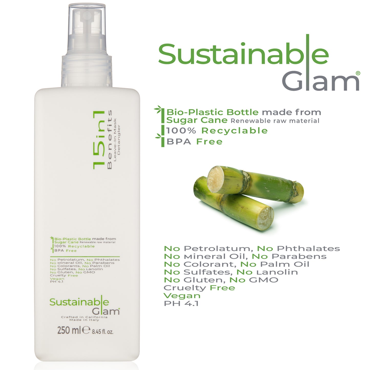 15in1 Benefits Leave-in Hair Mask Detangler Spray with Organic Coconut & Argan Oil
